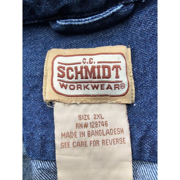 C.E. Schmidt Workwear Denim Blue Jean Button Up Work Shirt - Size 2XL - Picture 6 of 10